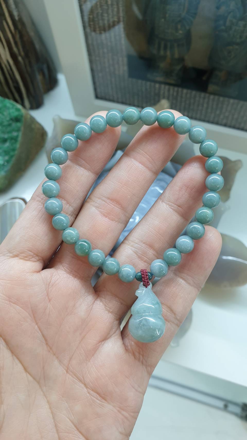 Jade Wu Lou Charmbracelets (17 cm) | Type A Natural Olmec Blue Jadeite