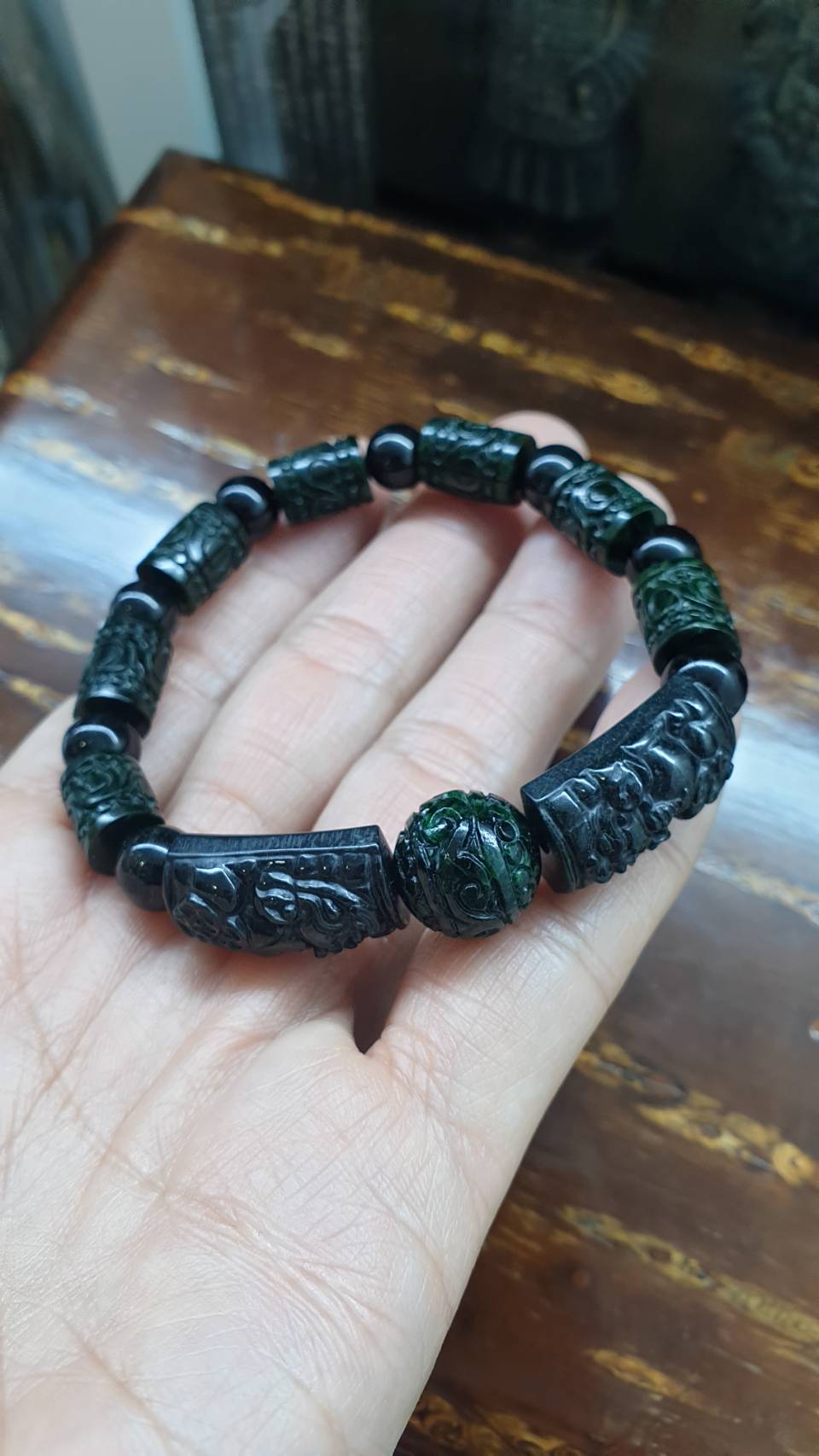 Jade Pixiu & Ru Yi Charmbracelet (17.5 cm) | Type A Natural Jade | His or Hers Luckycharm Jewelry