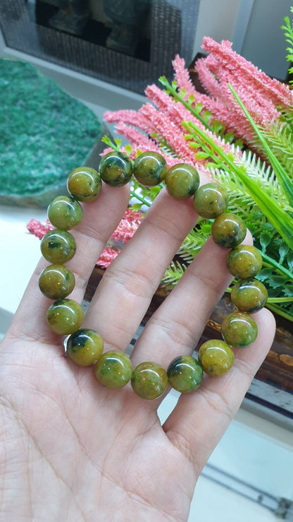 Gent's Style Honey Jade Bracelet 18cm Myanmar Fei Cui Type A Jadeite Beads