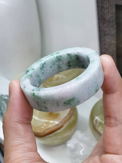 Kiddie Size Jade Bangle S39 S42 Type A Myanmar Jadeite Natural Green Speckled