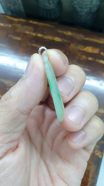 Jade Pea Pod Pendant | Fei Cui - Type A Jadeite | Sterling Silver Bail