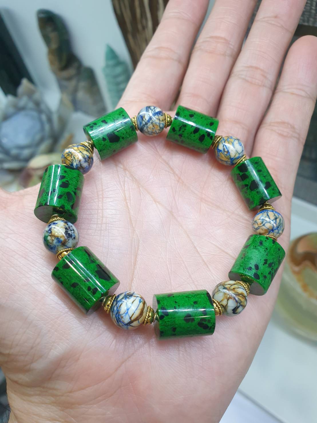 Mawsitsit, Azurite and 14K Gold | Rare - Collector's Edition | His or Hers Statement Bracelet