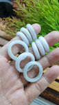 White Jade Bands 9-10US Type A Natural Burma Jadeite Rings