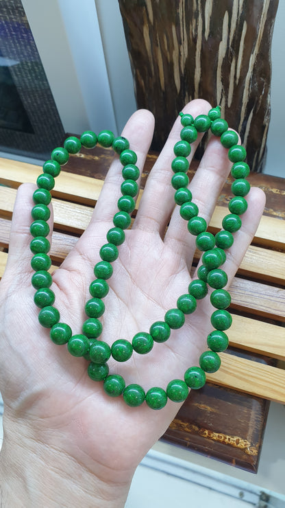 Mawsitsit Jade Beaded Necklace 24inch Fei Cui Type A from Myanmar