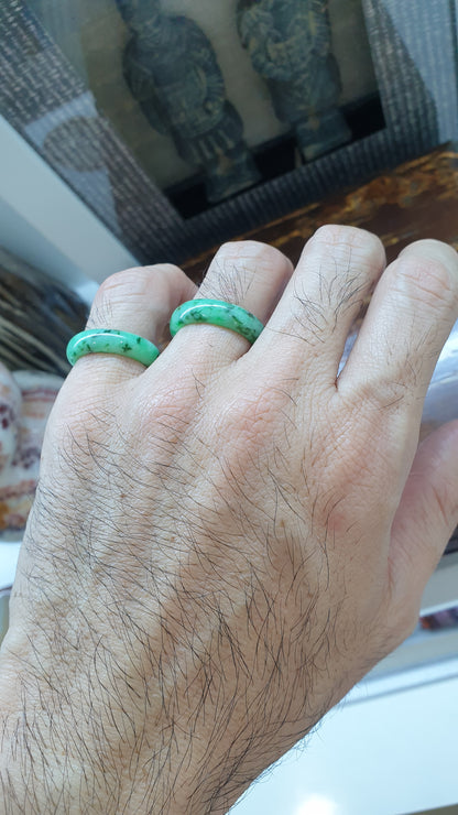 Speckled Green Jade Ring (Sizes 7 US & 9 US) | Fei Cui Type A Jadeite | His or Hers Lucky Charm Ring