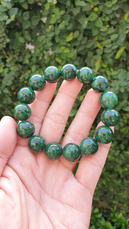 Mawsitsit Type A Natural Stone Bracelet 18cm Fei Cui Two Tone Chrome Green Beads