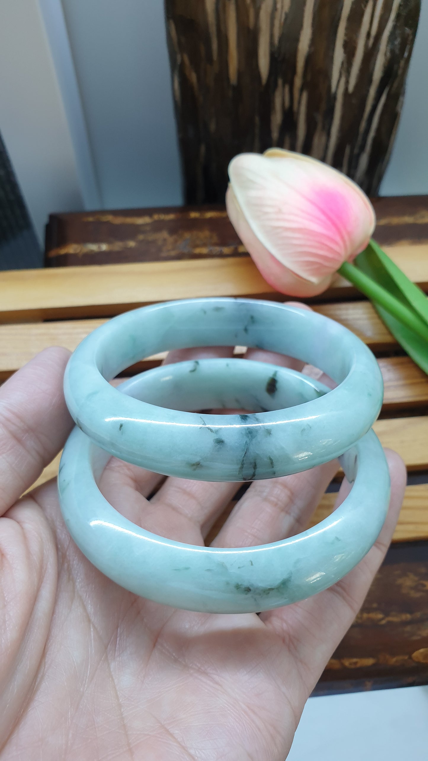 Green Lavender Jade Bangles S59 Fei Cui Type A Jadeite