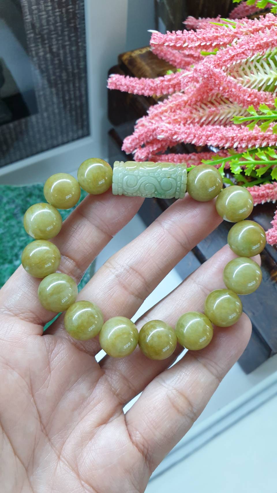 Honey Jade Wish Bracelet 17cm Type A Myanmar Jadeite Natural Yellow Brown