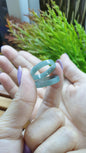 Stackable Icy Celadon Blue Jade Rings US8 Natural Jadeite Type A