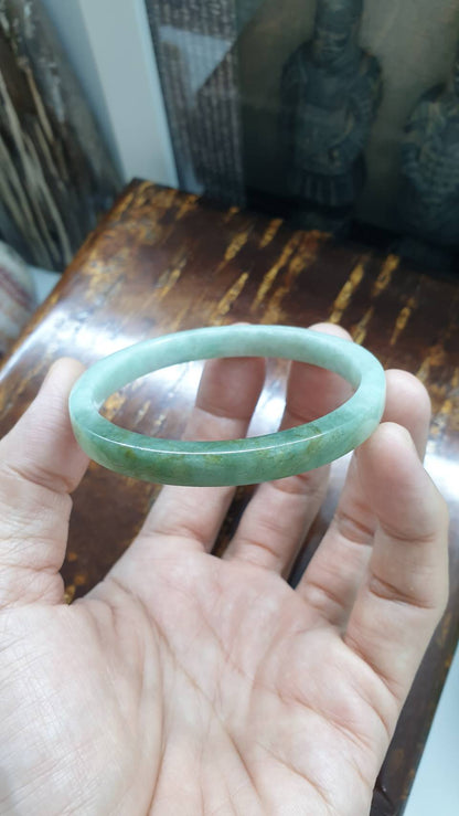 Green Jade Slim Bangle (Two-toned) (Size 56 - 57) | Type A Natural Jadeite