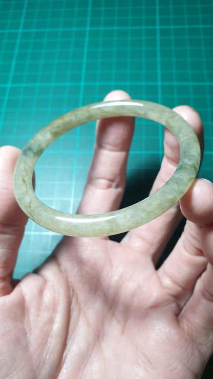 Honey Jade Cylindrical Slim Bangle S54.5 Type A Natural Myanmar Jadeite
