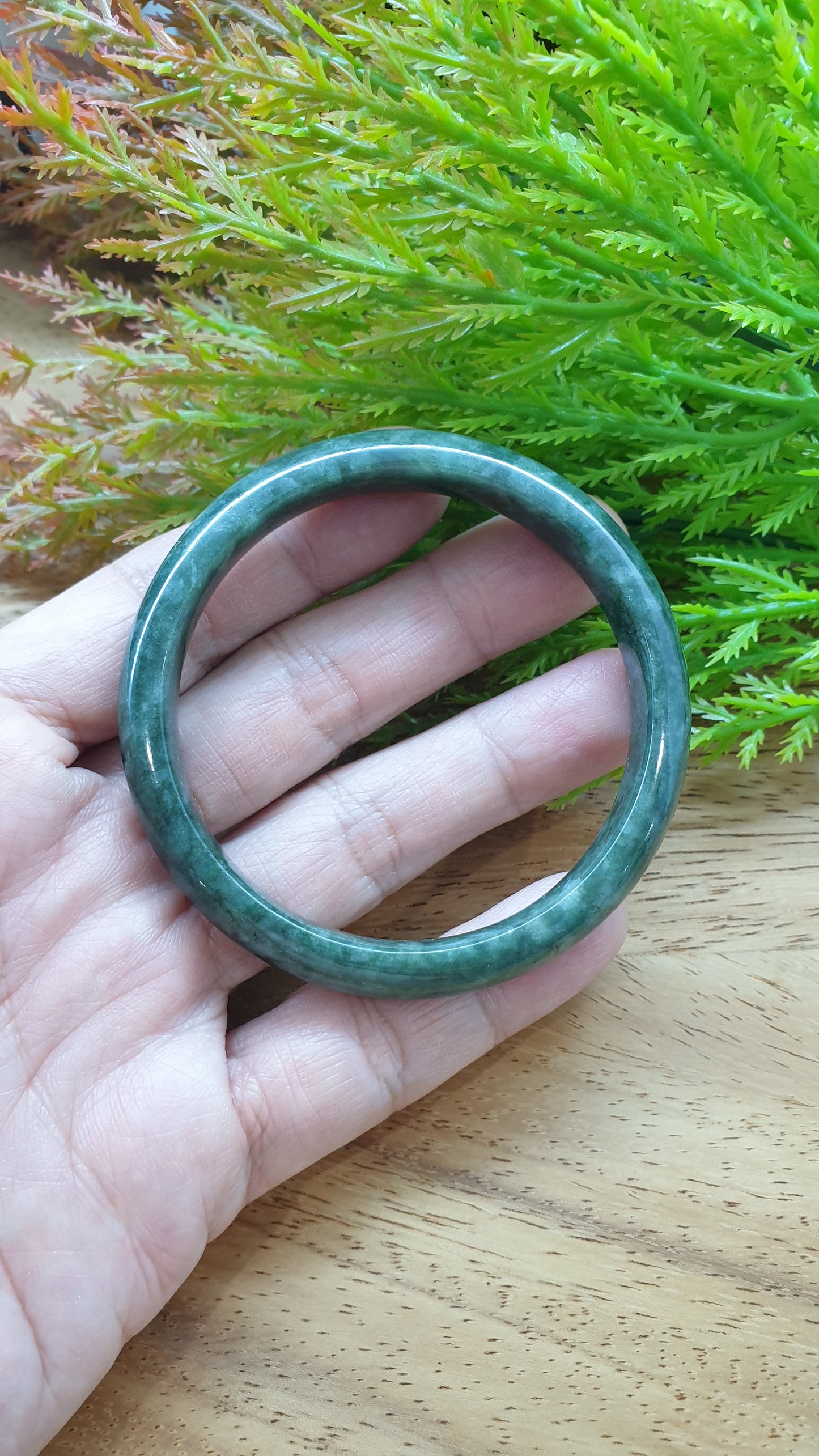 Jade Bangle S58.3 Type A Myanmar Jadeite Natural Forest Green
