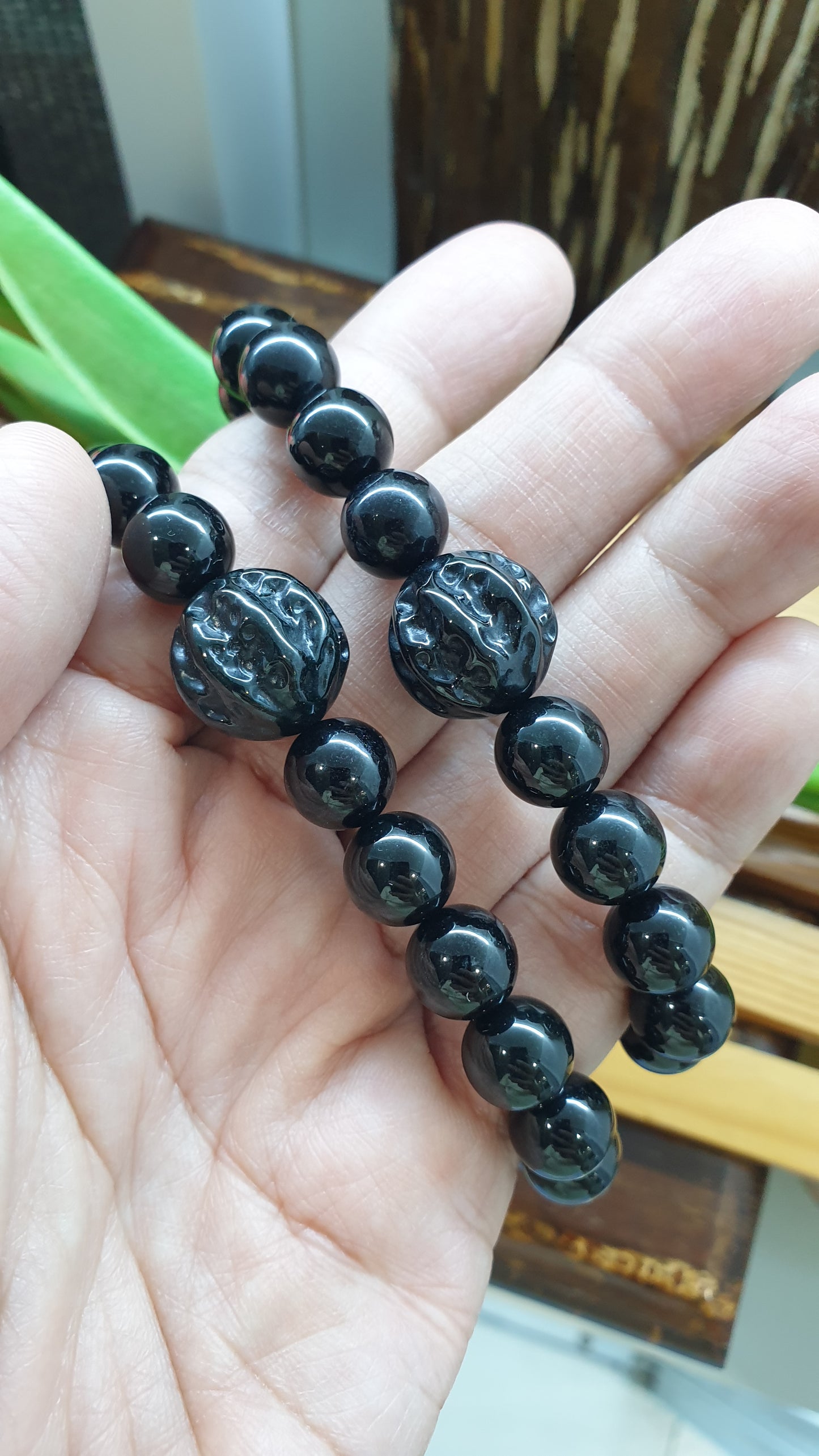 Black Jade Bodhi Wisdom Bracelet 17cm Type A Natural Burma Jadeite 10mm Beads
