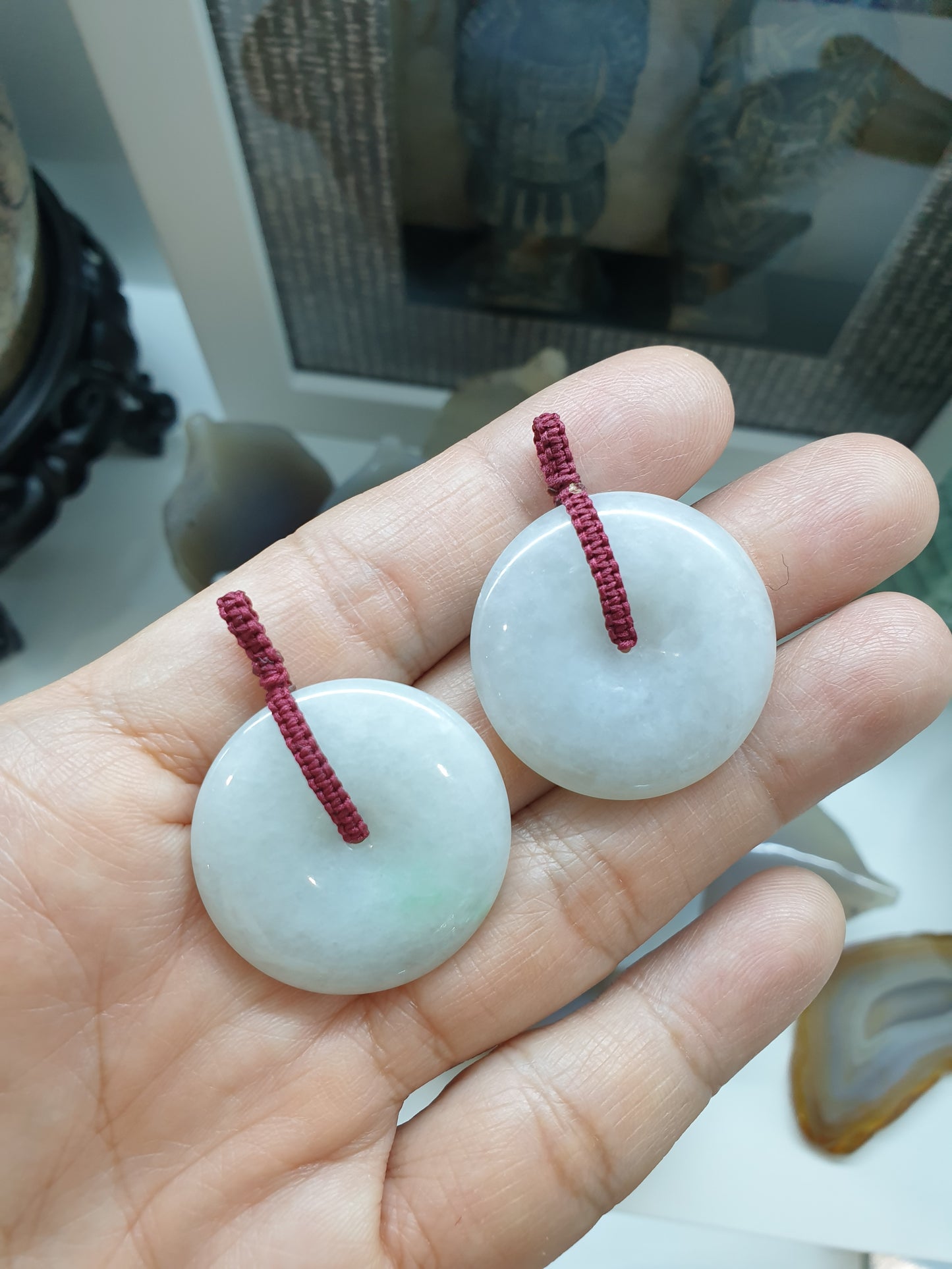 White Jade Ping An Kou Pendant 3cm Type A Natural Jadeite Fei Cui