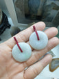 White Jade Ping An Kou Pendant 3cm Type A Natural Jadeite Fei Cui