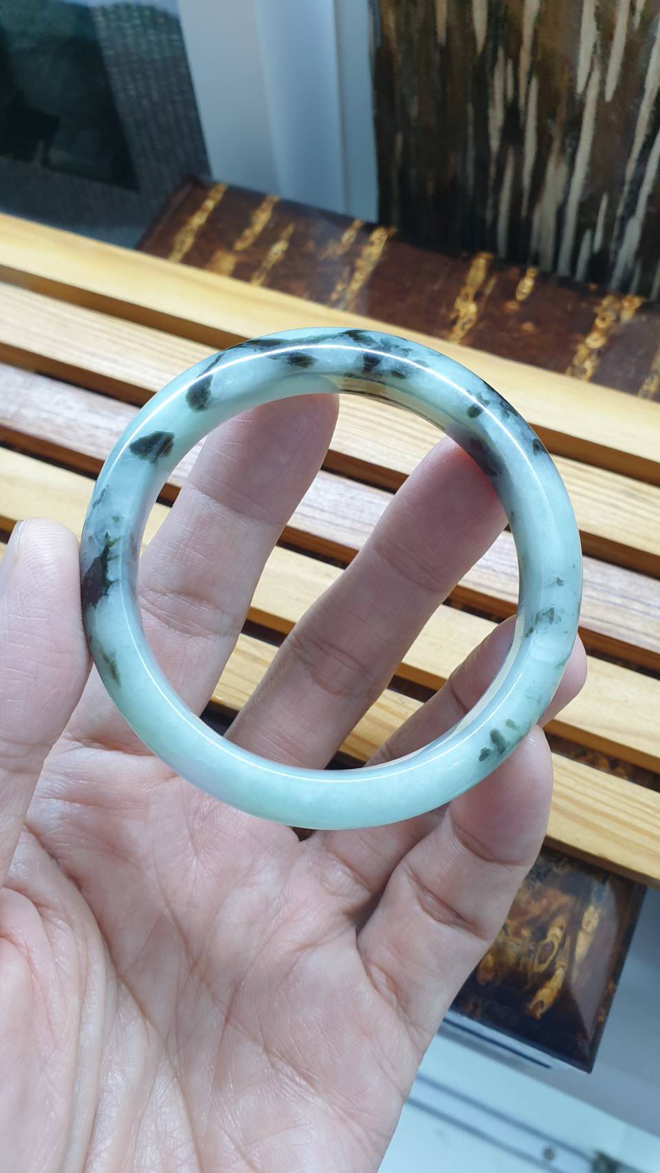 Rare Jadeite Bangles S55.5-59 Natural Lavender Green Black Jade