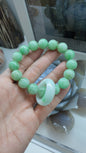 Pastel Green Jade Bracelet 17cm Spinning Ring Charm Type A Natural Jadeite