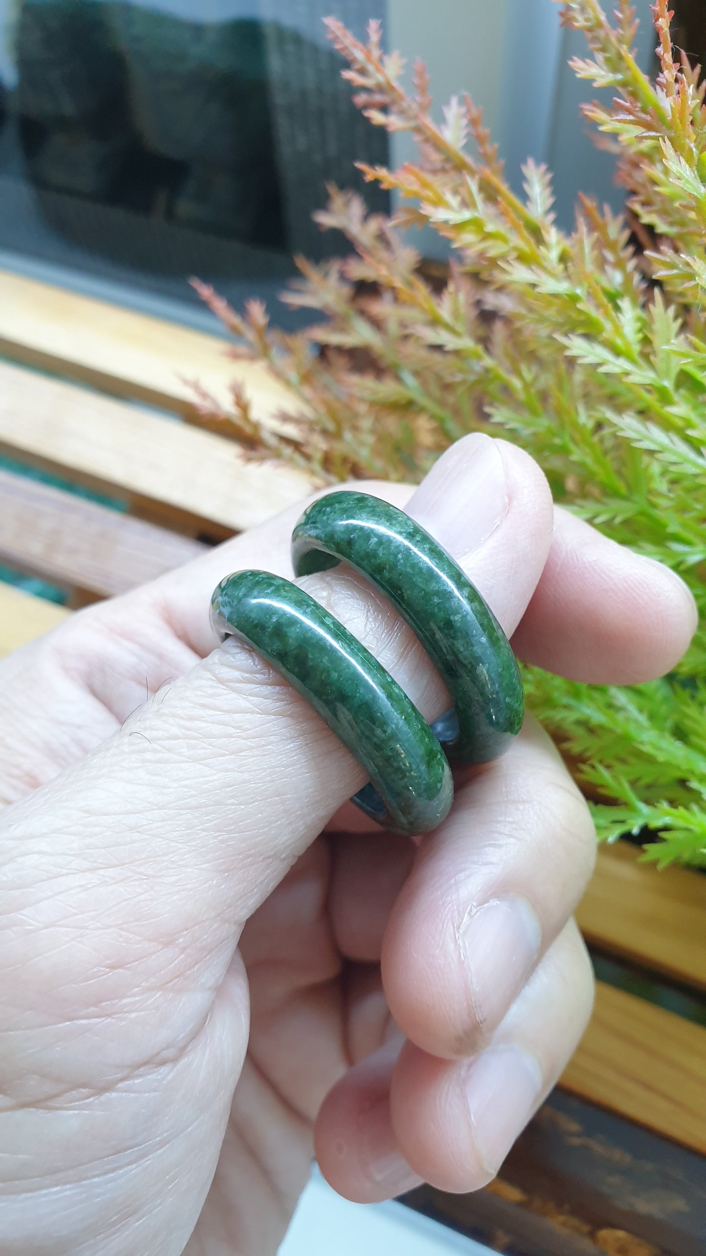Plus Size Green Jade Rings 15US Type A Natural Burma Jadeite