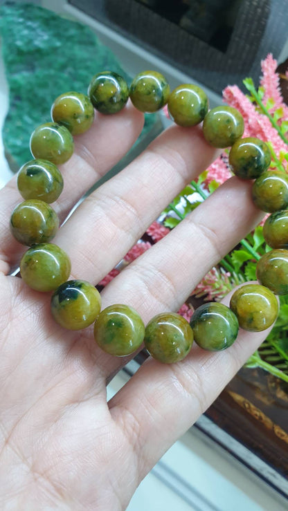 Gent's Style Honey Jade Bracelet 18cm Myanmar Fei Cui Type A Jadeite Beads