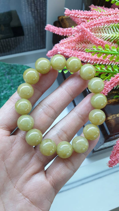 Honey Jade Bracelet 17cm Type A Myanmar Jadeite Natural Yellow Brown Tone