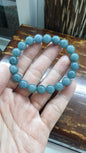 Olmec Blue Jade 17cm Bracelet - Type A Natural Guatemala Jadeite 10mm Beads
