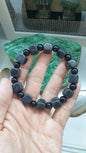 Natural Black Jadeite 18cm Bracelet Myanmar Jade with Cube and Round Beads