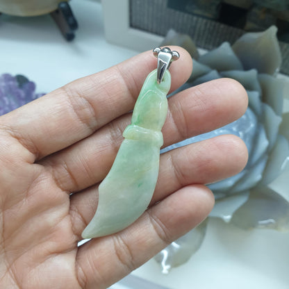 Jade Bolo Pendant | Fei Cui - Natural Jadeite & Sterling Silver | Statement Piece Jewelry