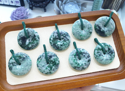 Jade Ping An Kou Pendant (3 cm) (Random Pick) | Fei Cui - Type A Jadeite | Handwoven Thread Bail