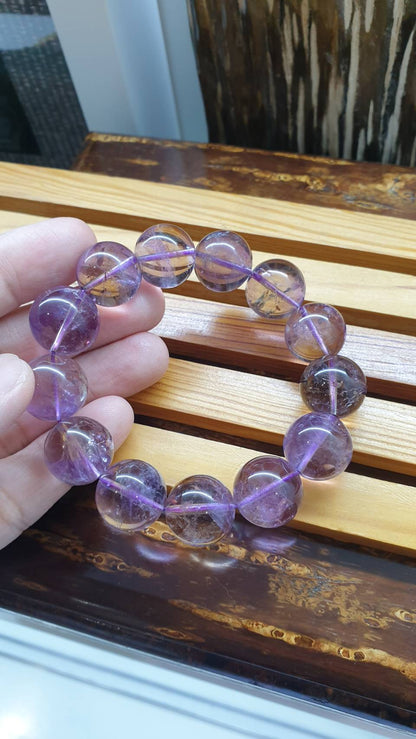 Ametrine Serenity Bracelet 17 cm - Natural Semiprecious Stone 16.5 mm Beads