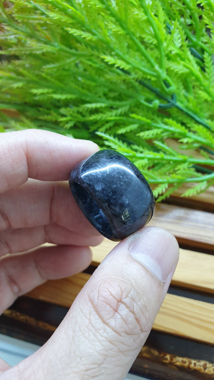 Black Jade Thumb Ring 10.5US Type A Natural Myanmar Jadeite