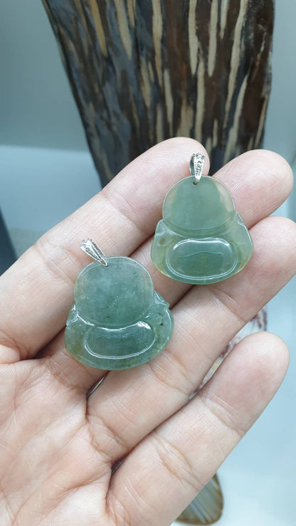 Jade Budai Pendant | Sterling Silver & Type A Natural Jadeite | Wealth Magnet Luckycharm