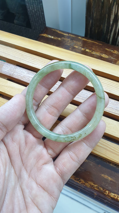 Honey Jade Cylindrical Slim Bangle S54.5 Type A Natural Myanmar Jadeite