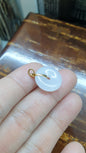 Pristine White Jade Ping An Kou pendant | Solid 18K Gold | Type A Natural Jadeite