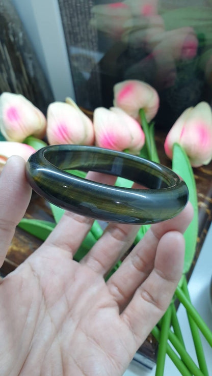 Blue Tiger's Eye Bangle (Size 61) | Natural Stone Bracelet