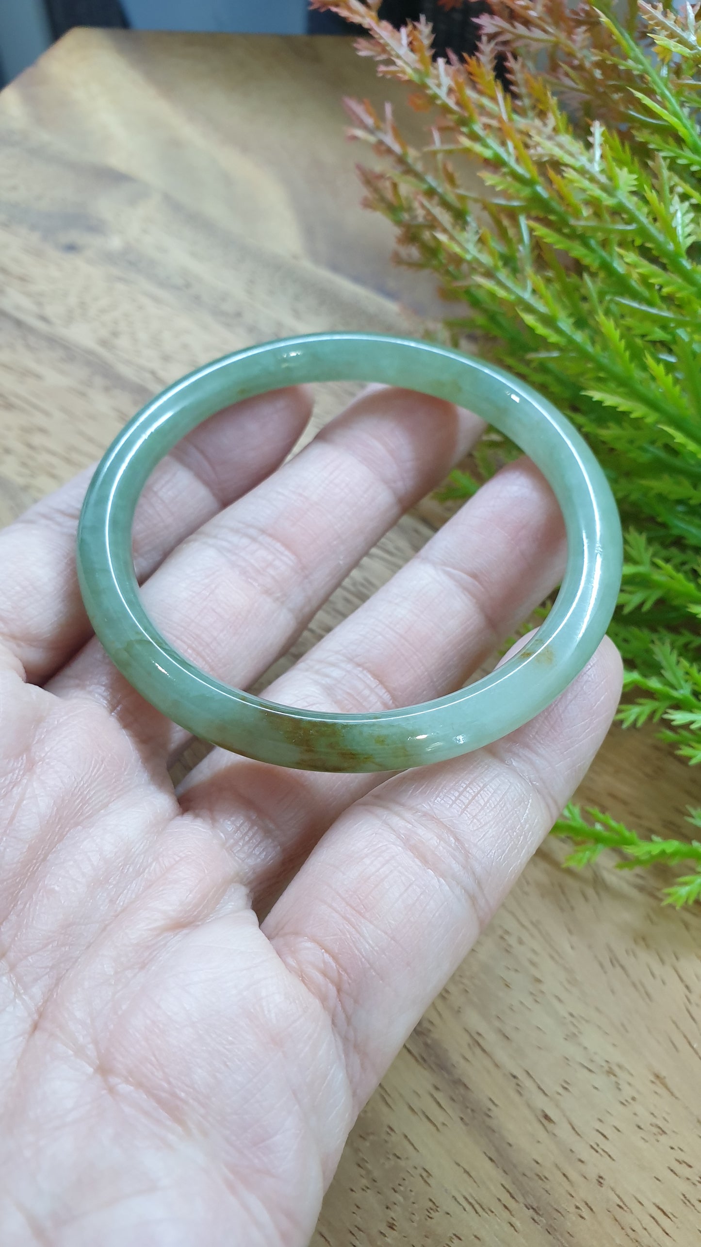 Jade Cylindrical Bangle S54.5 Slim Type A Myanmar Jadeite Natural Blue Green
