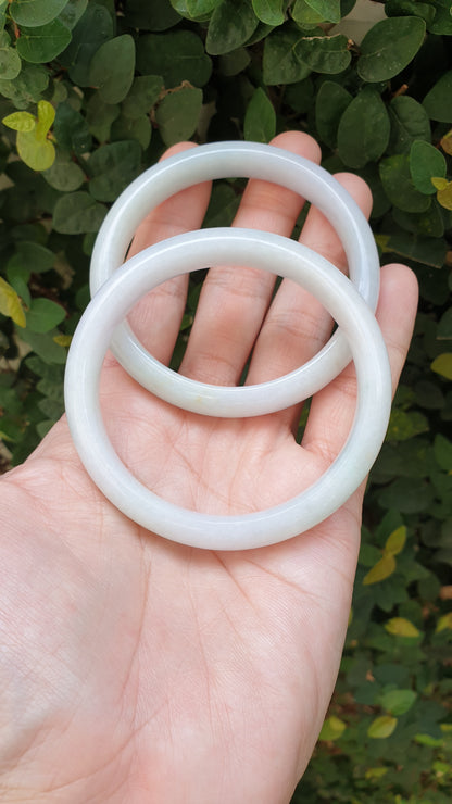 White Jade Vintage Bangles S60 Type A Natural Myanmar Jadeite