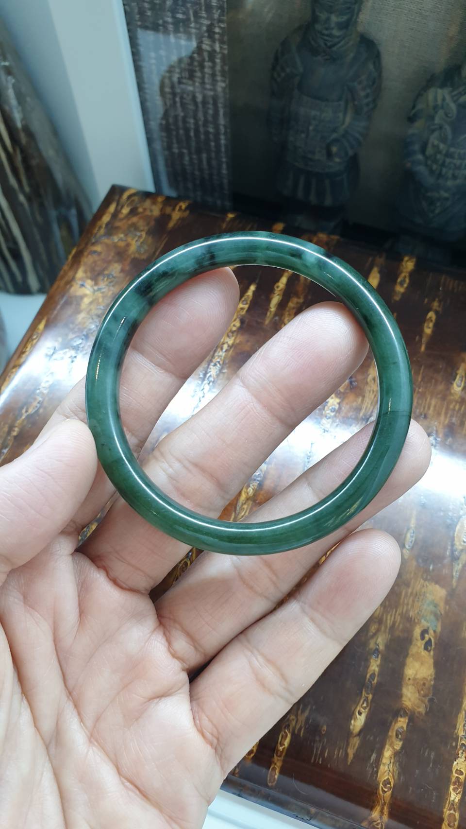 Green Jade Cylindrical Bangle (Size 53 - 54) | Type A Natural Jadeite