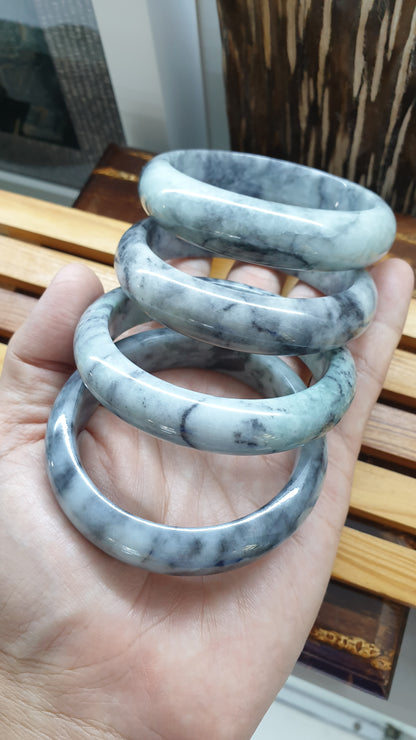 Authentic Jade Bangles Type A Natural Gray Burma Jadeite Sizes