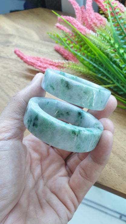 Kiddie Size Jade Bangle S39 S42 Type A Myanmar Jadeite Natural Green Speckled