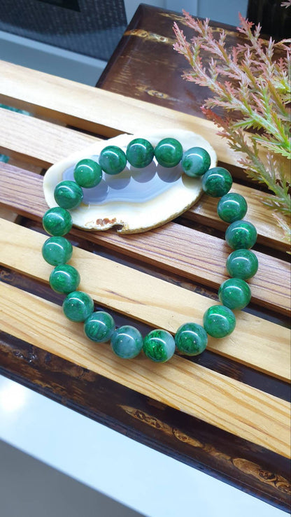 Mawsitsit Fei Cui Bracelet 17cm Watery Translucent Type A Natural Jade 10.5mm Beads