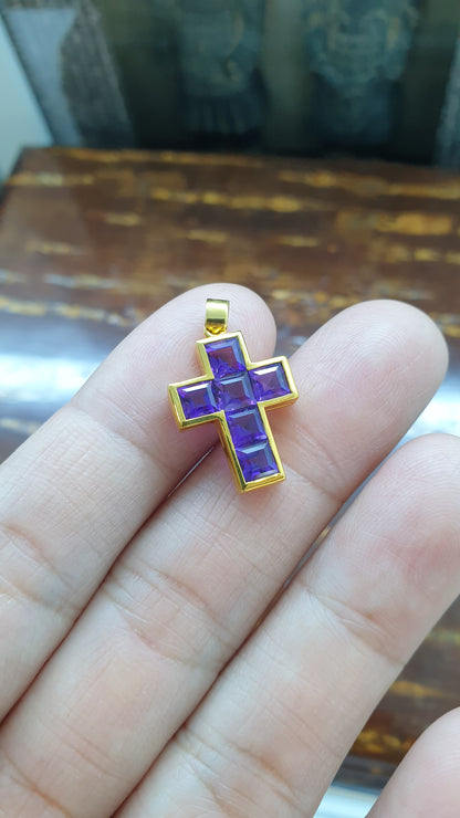 Gemstone Cross Pendant (Selection) | Solid 9K Gold Setting | Perfect Gift for Her 🎁