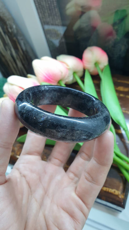 Elegant Tourmalinated Quartz Bangle (Size 50 - 51) | Natural Stone Bracelet