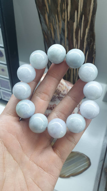 Large Beads Lavender Jade Bracelet (17 cm) | Fei Cui - Type A Jadeite 18 mm Beads | Statement Material Wrist Accessory