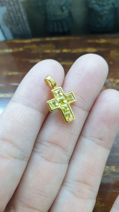 Gemstone Cross Pendant (Selection) | Solid 9K Gold Setting | Perfect Gift for Her 🎁