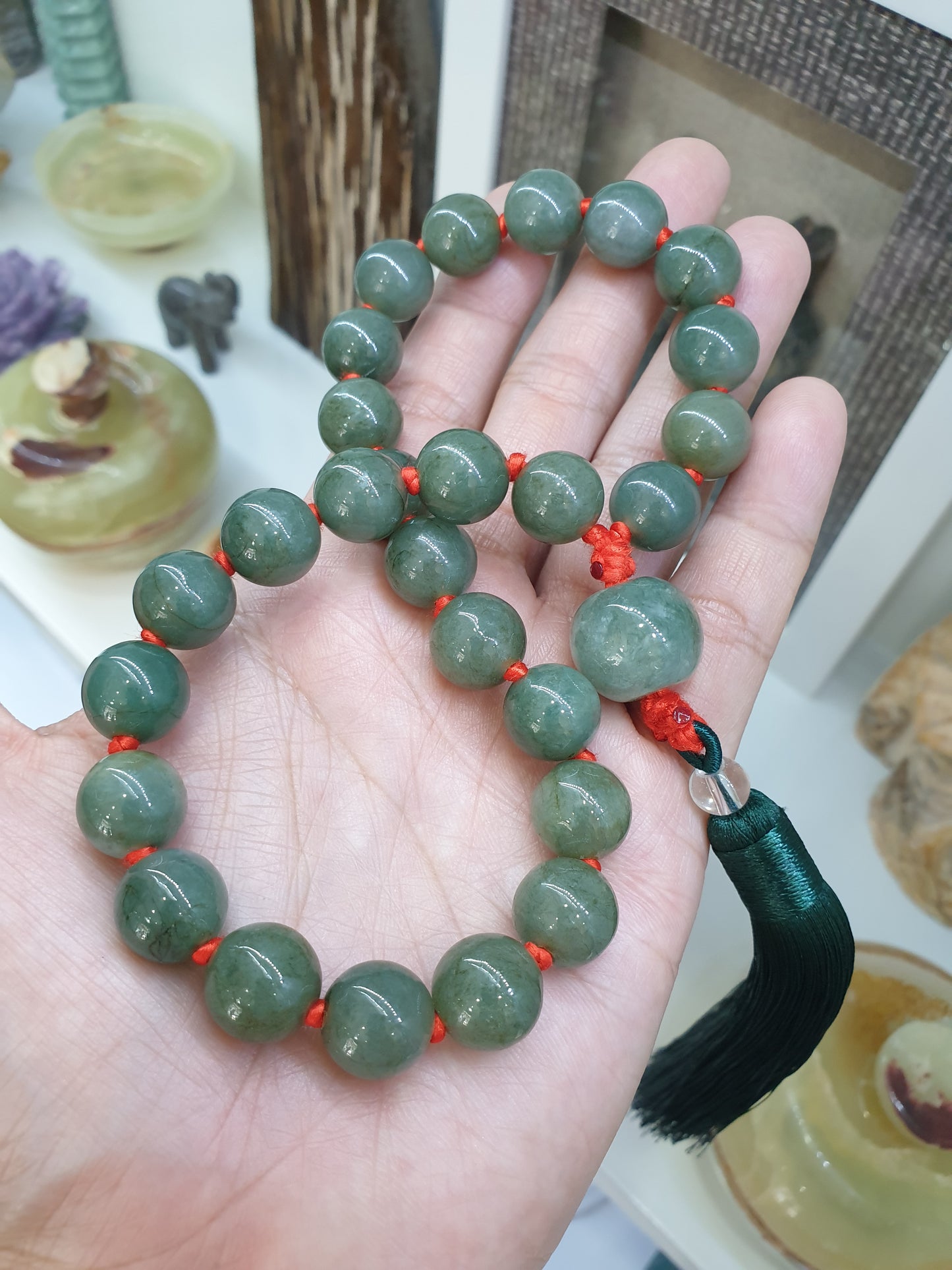 Jade Japa Mala | Green Beads - Type A Jadeite | Handcrafted Lucky  Charms Ideal for Gifting 🎁
