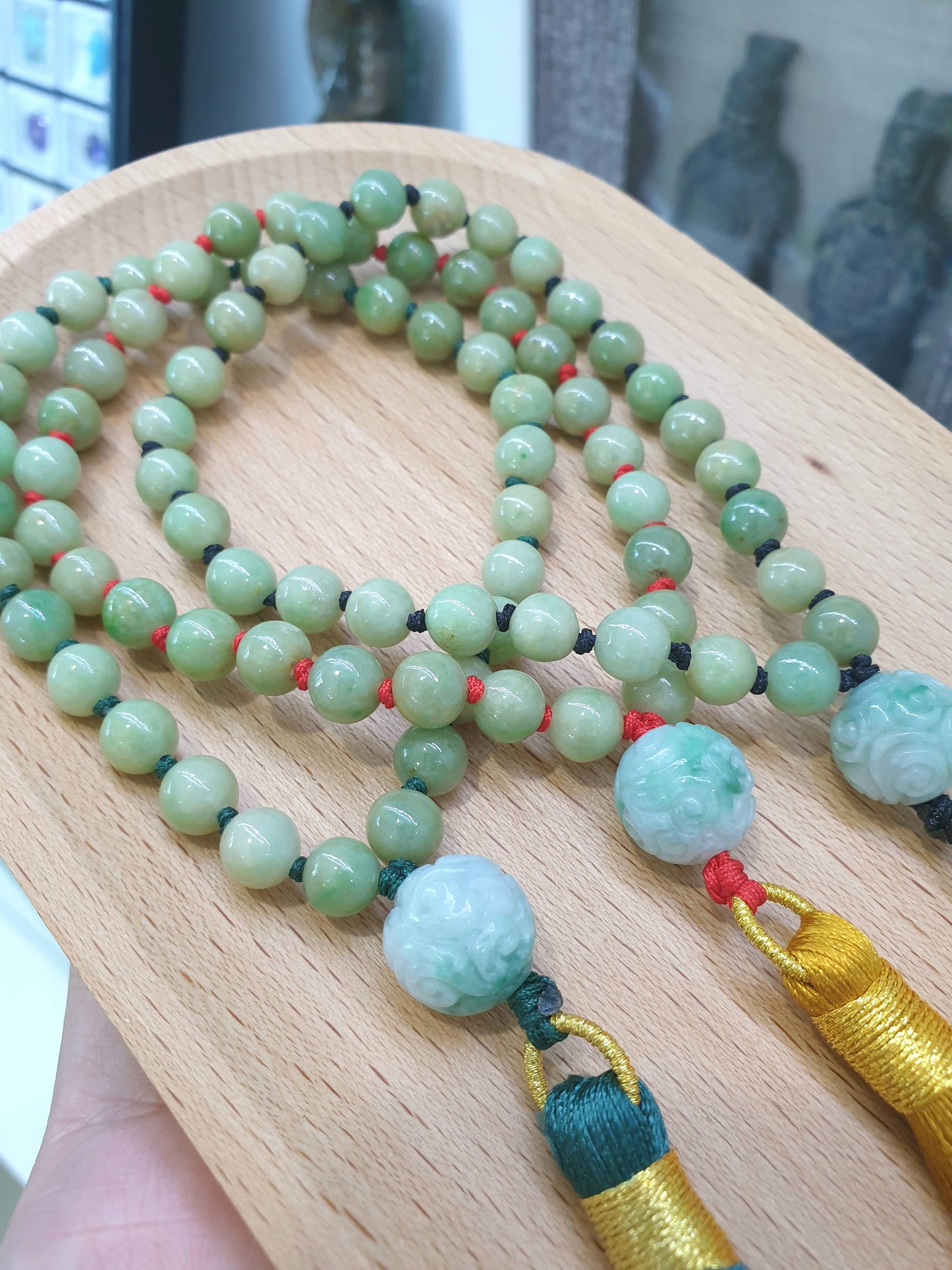 Jade Japa Mala | Vintage Beads - Type A Jadeite | Handcrafted Lucky Charms Ideal for Gifting 🎁