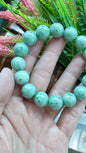 Jade Bracelet 17.5cm Speckled Green Type A Natural Jadeite 13.5mm Beads