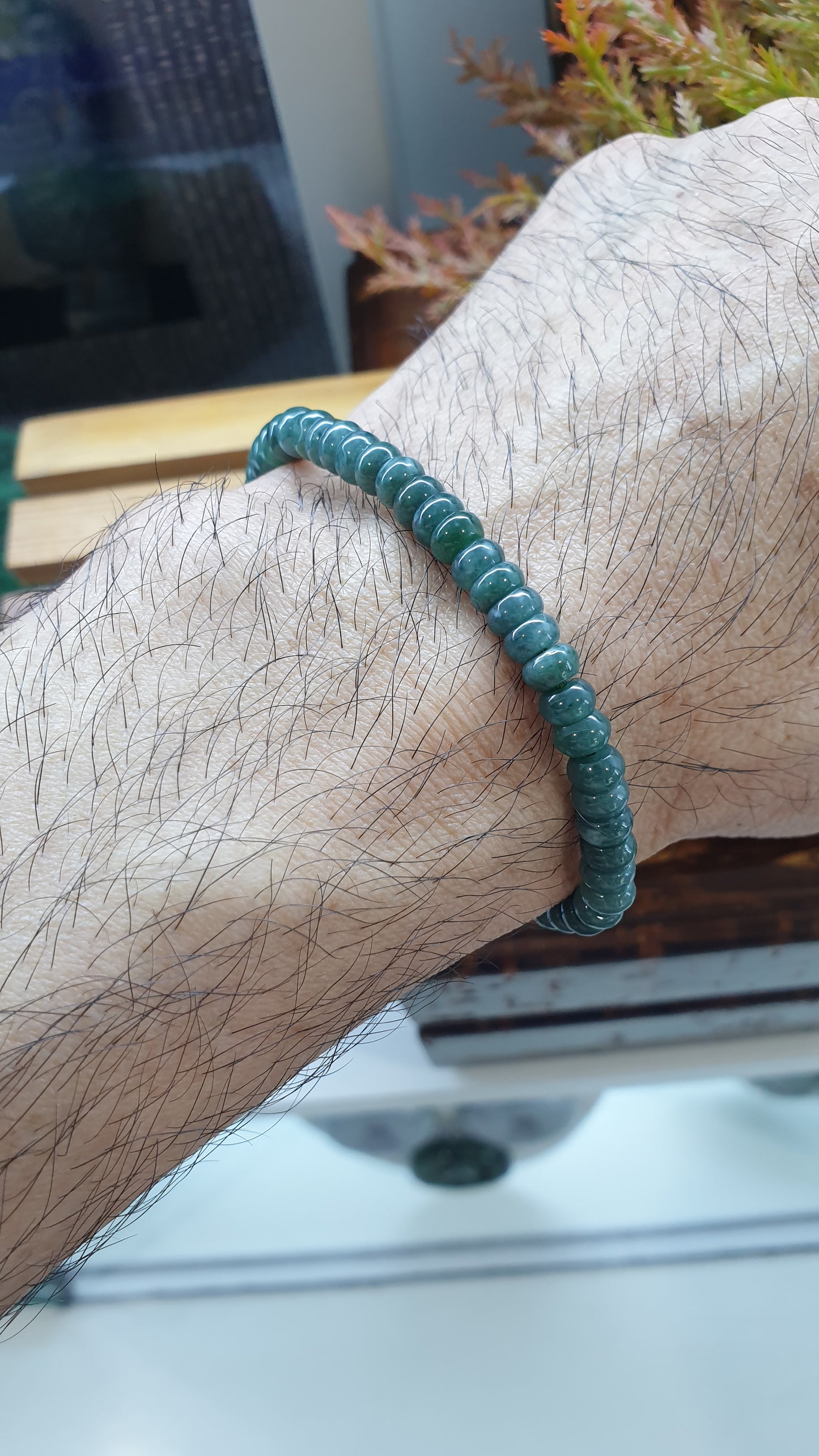Jade Abacus Beads Bracelets 17cm Myanmar Jadeite Wealth Magnet Wristbands
