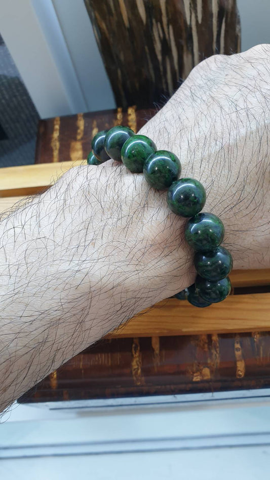 Mawsitsit Vintage Bracelet 17cm Natural Black Green Type A Myanmar Beads