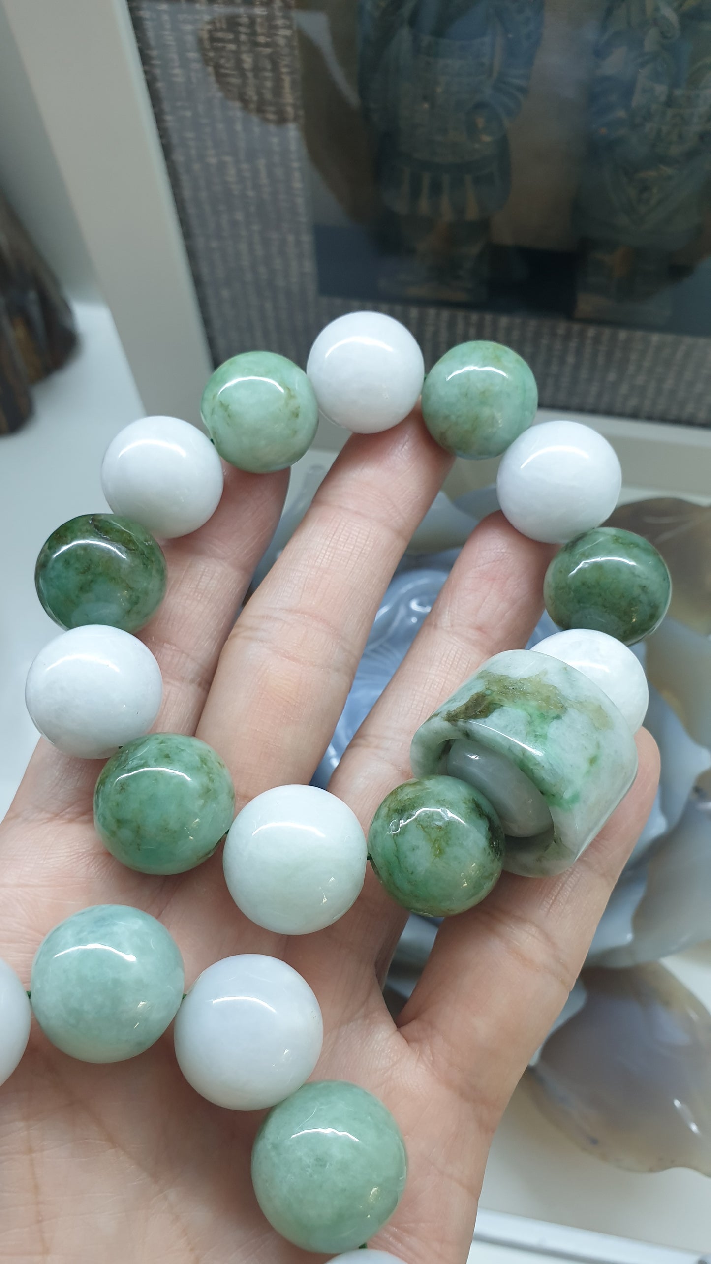 Spinning Ring Jade Charmbracelet | Big Beads 18 mm | His or Hers Statement Wrist Candy